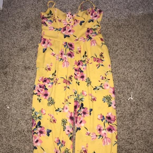 target yellow floral jumpsuit